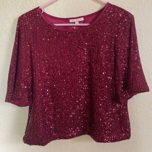 Sequin top in burgundy